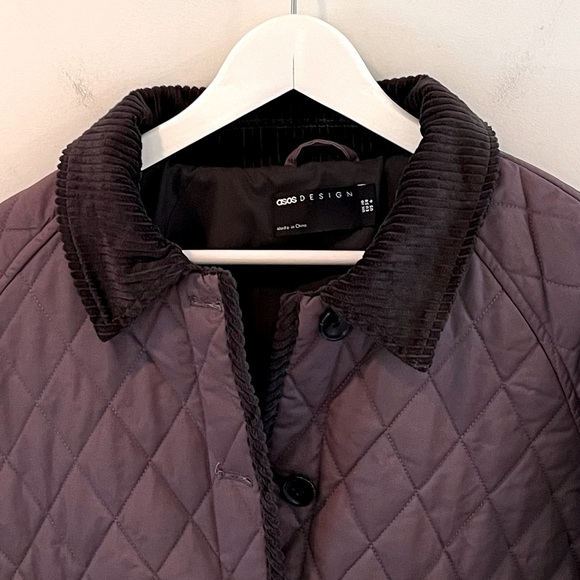 ASOS Design Quilt Jacket with Cord Collar Size 6 Women’s Charcoal Gray - Picture 9 of 11